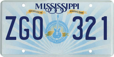 MS license plate ZGO321
