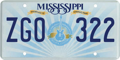 MS license plate ZGO322