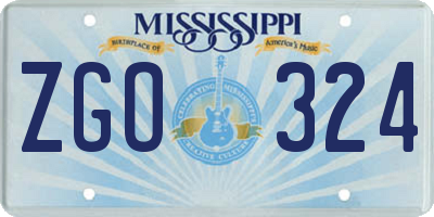 MS license plate ZGO324