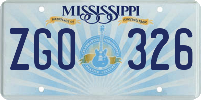 MS license plate ZGO326