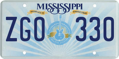 MS license plate ZGO330