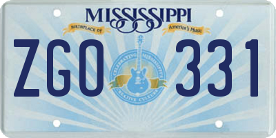 MS license plate ZGO331