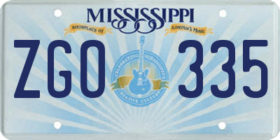 MS license plate ZGO335