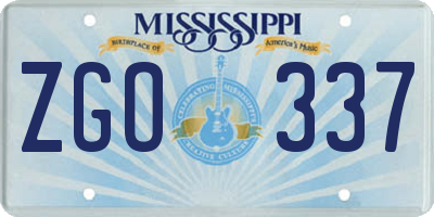 MS license plate ZGO337