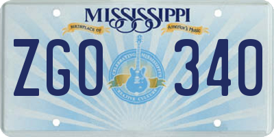 MS license plate ZGO340