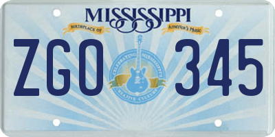 MS license plate ZGO345