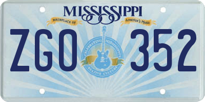 MS license plate ZGO352