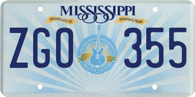 MS license plate ZGO355