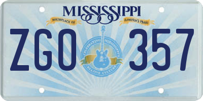 MS license plate ZGO357