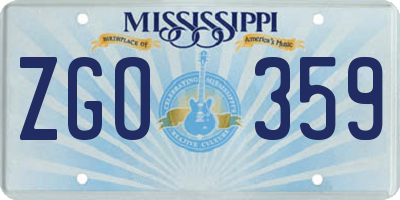 MS license plate ZGO359