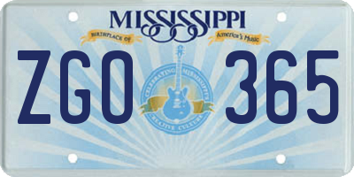 MS license plate ZGO365