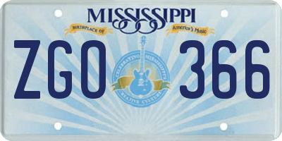 MS license plate ZGO366