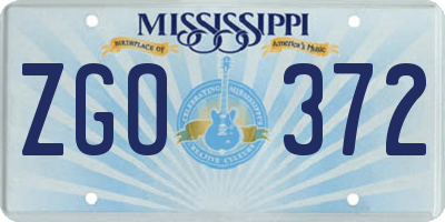 MS license plate ZGO372