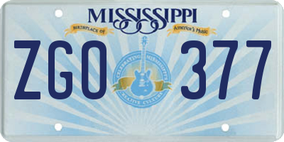 MS license plate ZGO377