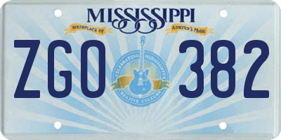 MS license plate ZGO382