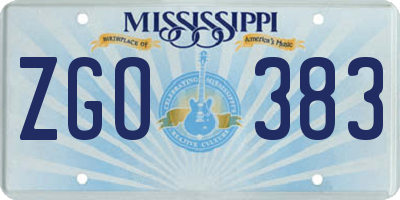 MS license plate ZGO383