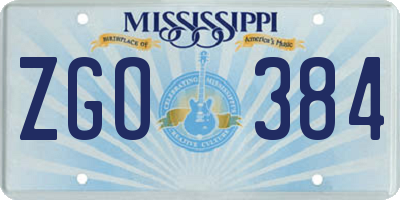 MS license plate ZGO384