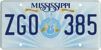 MS license plate ZGO385