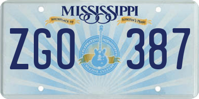 MS license plate ZGO387