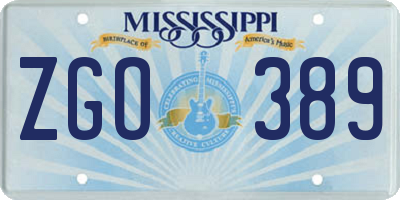 MS license plate ZGO389