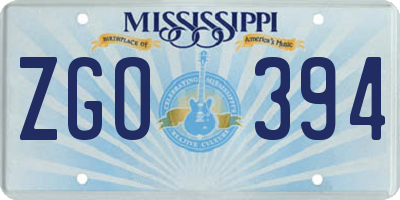 MS license plate ZGO394