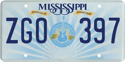MS license plate ZGO397