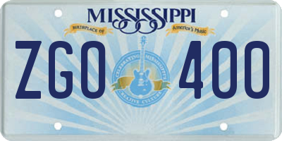 MS license plate ZGO400