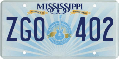 MS license plate ZGO402