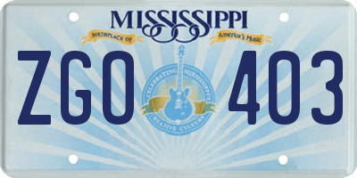 MS license plate ZGO403