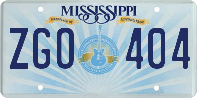 MS license plate ZGO404