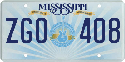 MS license plate ZGO408