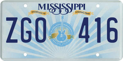 MS license plate ZGO416