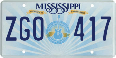 MS license plate ZGO417