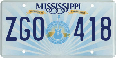 MS license plate ZGO418