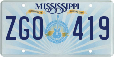 MS license plate ZGO419