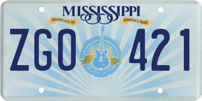 MS license plate ZGO421