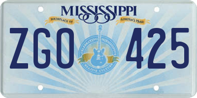 MS license plate ZGO425