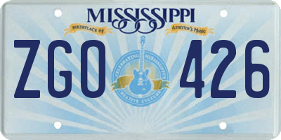 MS license plate ZGO426