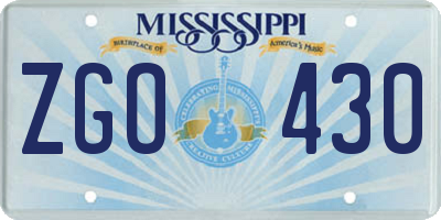 MS license plate ZGO430