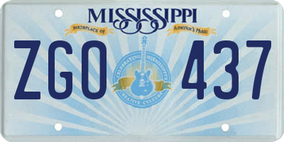 MS license plate ZGO437