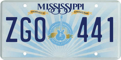 MS license plate ZGO441