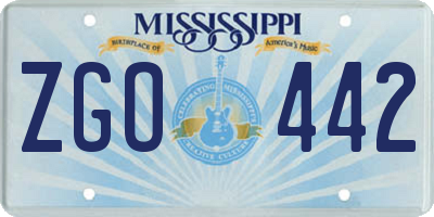 MS license plate ZGO442