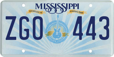 MS license plate ZGO443