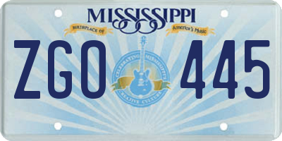 MS license plate ZGO445