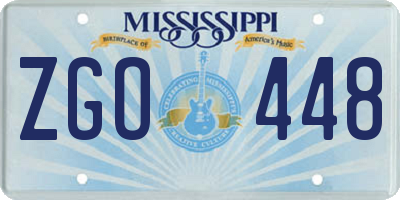 MS license plate ZGO448