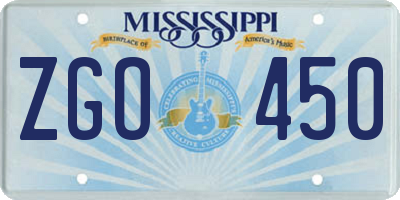 MS license plate ZGO450