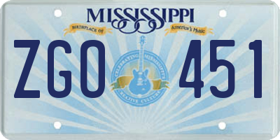 MS license plate ZGO451