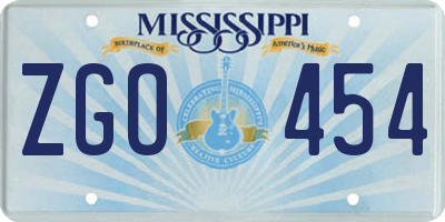 MS license plate ZGO454