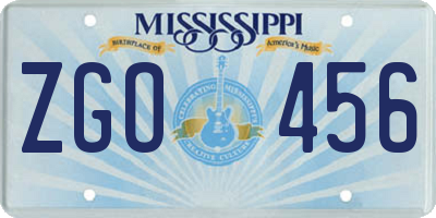 MS license plate ZGO456