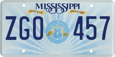 MS license plate ZGO457